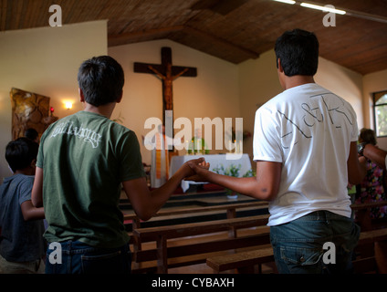 Hanga Roa Chiesa cattolica in Hanga Roa, Isola di Pasqua, Cile Foto Stock