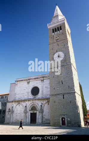 San Nazarius Cattedrale, Torre di Città a Titov trg a Capodistria, Slovenia Foto Stock