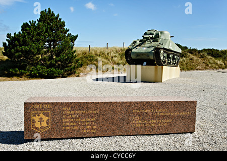Memorial il francese della Seconda Divisione Corazzate a Utah beach, Normandia, Francia. Foto Stock