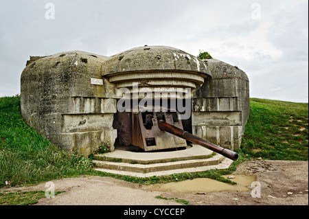 Longues sur Mer batteria, Normady, Francia. Foto Stock