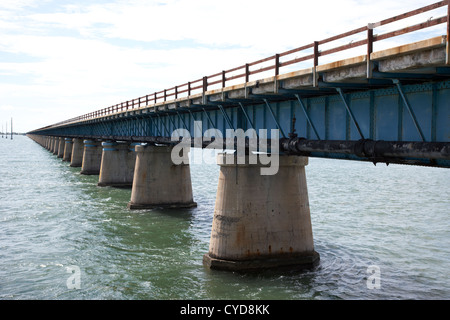 Vecchio Seven Mile bridge nella maratona in Florida keys Foto Stock