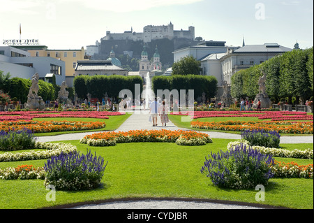 Una parte dei giardini Mirabell a Salisburgo. Una scena del film di Hollywood "Il suono della musica è stato girato qui. Foto Stock