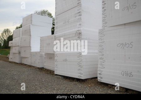 Styrofoam bianco tabelle angolo di pelo di materiali da costruzione Foto Stock