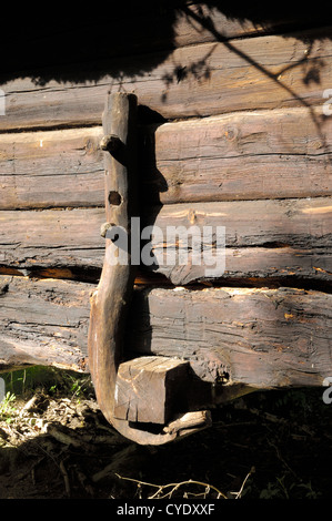 Dettaglio costruttivo, tappeto erboso tradizionale con tetti di capanne in legno, Stalheim, Norvegia Foto Stock