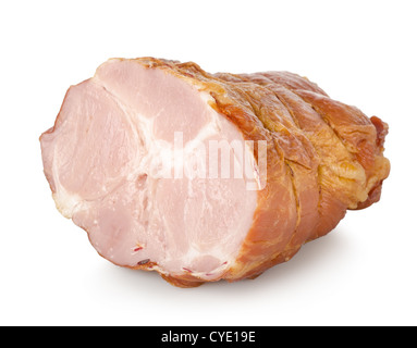 Pancetta Affumicata isolato su uno sfondo bianco Foto Stock