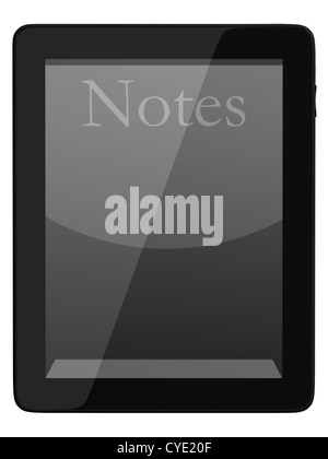 Prenota e teblet generico computer 3D modello isolato su bianco, biblioteca digitale concept Foto Stock