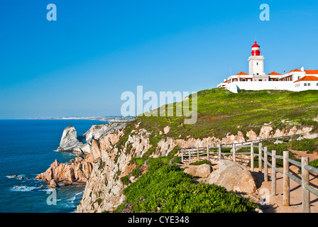 Cabo da Roca (Capo Roca), un capo che forma il western più punto di entrambe la parte continentale del Portogallo e l'Europa continentale Foto Stock