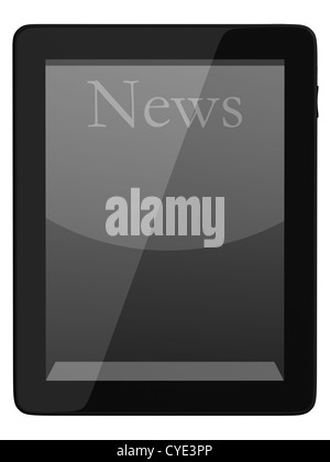 Prenota e teblet generico computer 3D modello isolato su bianco, biblioteca digitale concept Foto Stock