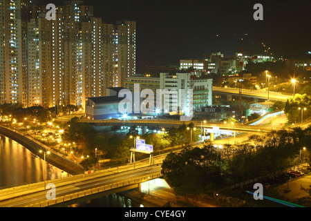 Hong Kong vista notturna Foto Stock