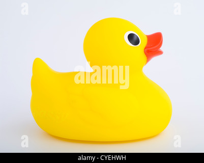 Gomma gialla Ducky giocattolo da bagno Foto Stock