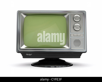 Vintage retrò tv su sfondo bianco. 3d Foto Stock