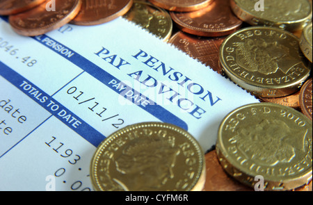 Regime di pensione aziendale prestare consulenza con slittamento monetario britannico RE pensioni redditi sul posto di lavoro i salari di pensionamento il risparmio economia UK Foto Stock