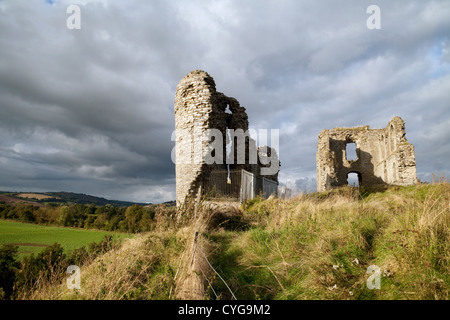 Le rovine del XI secolo il castello di Clun, Clun, south Shropshire Gran Bretagna REGNO UNITO Foto Stock