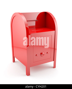 3d illustrazione della cassetta postale rossa. Isolato su sfondo bianco Foto Stock