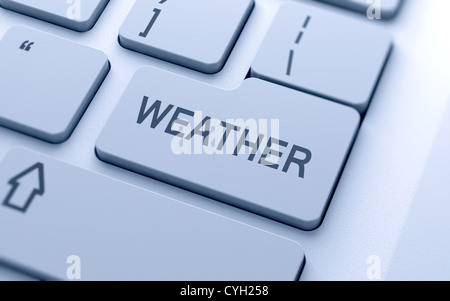 Meteo parola pulsante sulla tastiera con soft focus Foto Stock