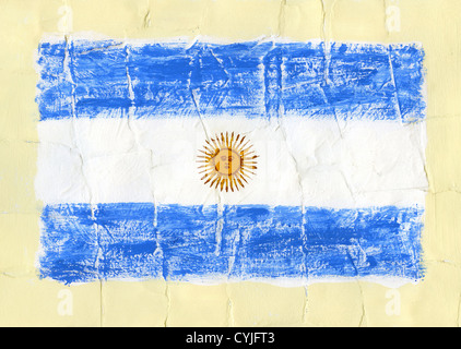 Dipinto a mano in acrilico di bandiera argentina Foto Stock