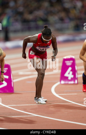 Sharon giorno (USA) competere nel heptathlon 800m a le Olimpiadi estive di Londra, 2012 Foto Stock