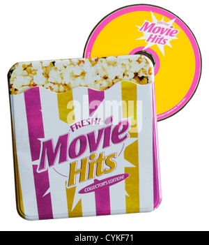 Un CD compilation di musica di film conformata come un sacchetto di popcorn Foto Stock