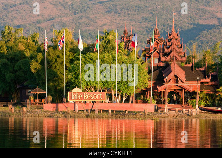 Myanmar Birmania. Inle Resort Hotel, Lago Inle, Stato di Shan. Foto Stock