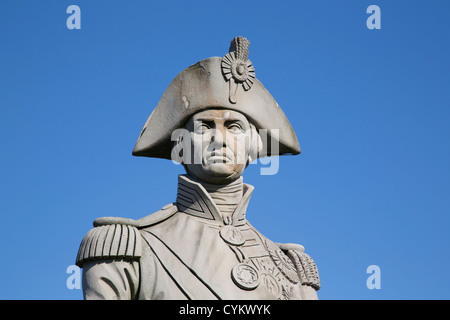 Chiudere il livello degli occhi di Nelsons Column Trafalgar Square London Inghilterra England Foto Stock