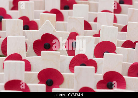 Il Royal British Legion Field di ricordo presso l'Abbazia di Westminster, Londra, prima della sua apertura ufficiale. Foto Stock