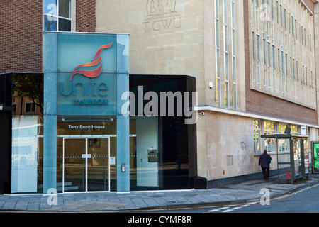 UNITE l'Unione sede locale immobile denominato 'Tony Benn House' dopo l'ala sinistra lavoro MP Tony Benn. Foto Stock