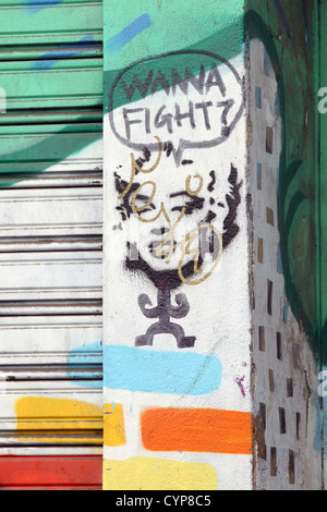 Street Art, graffiti dipinti a muro, auto-espressione, Madrid, Spagna Espana Foto Stock