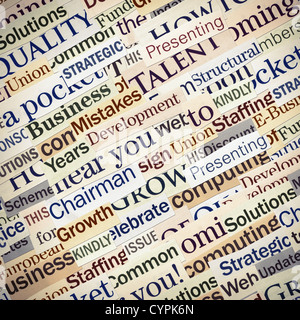 Sfondo, fatta di ritagli di giornale. Tema di business. Foto Stock