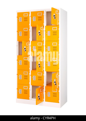 Bello e colorato locker in colore arancione brillante Foto Stock