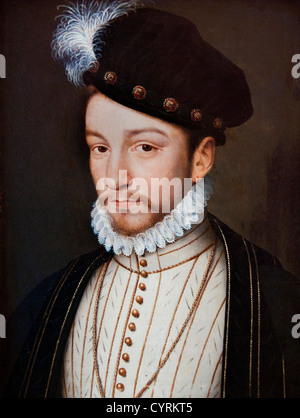 Charles IX 1550-74 Re Roi de France da Clouet Francois 1510-72 Foto Stock