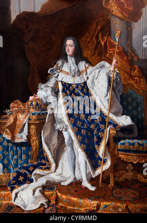 Roi re Louis XV 1710-74 nelle vesti di incoronazione 1742 Hyacinthe Rigaud Il duomo 1659-1743 Francia - Francese Foto Stock