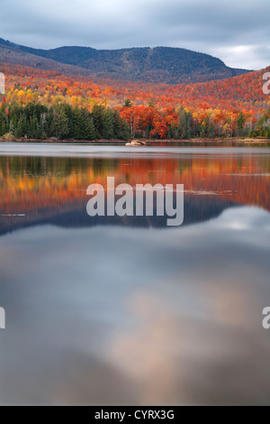 Loon Lake su un cielo coperto serata autunnale, Montagne Adirondack, New York Foto Stock