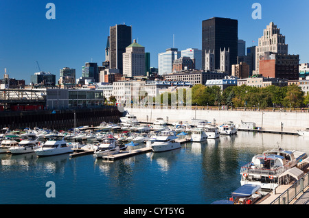 Lo Skyline di Montreal e il porto, Quebec, Canada Foto Stock