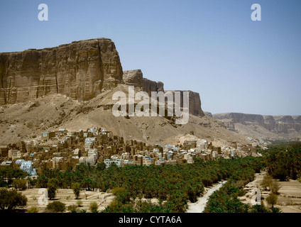 Panorama di Wadi Doan, Hadhramaut, Yemen Foto Stock