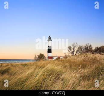 Il grande punto di Sable Faro In Bella Luce della Sera, Michigan inferiore della penisola, STATI UNITI D'AMERICA Foto Stock