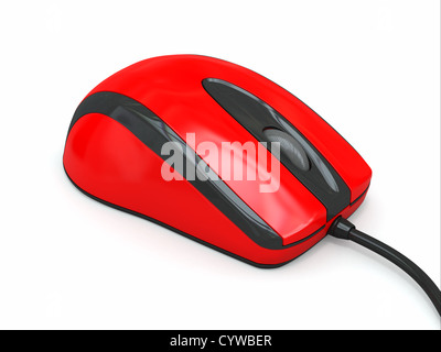 Computer mouse ottico su sfondo bianco. 3d Foto Stock