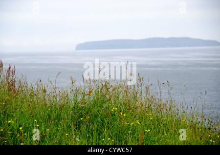 BEAUMARIS, Galles: Le tranquille acque dello stretto di Menai si estendono prima di Beaumaris sull'isola di Anglesey, creando un pittoresco paesaggio marino. Questo stretto canale di marea separa Anglesey dal Galles continentale, con le montagne di Snowdonia visibili all'orizzonte. Lo stretto, conosciuto per la sua bellezza paesaggistica e la ricca vita marina, offre ai visitatori di Beaumaris uno sfondo meraviglioso per attività che vanno dalle passeggiate costiere alle gite in barca. Foto Stock