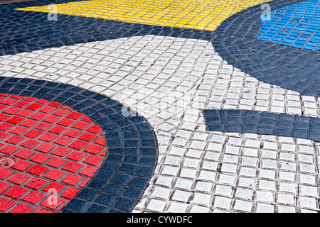 Dettaglio del mosaico in Les Rambles, Barcellona Foto Stock