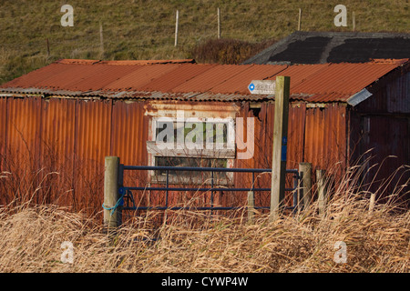 Un capannone di stagno a Dale di pareti, Westside, Shetland Foto Stock