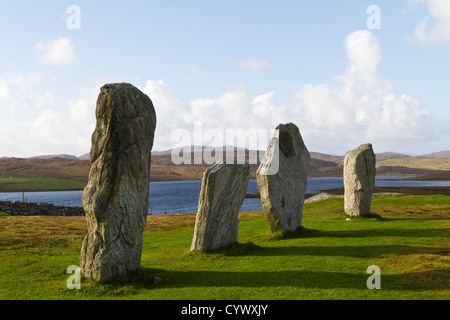 Il comitato permanente delle pietre di Callanish (Calanais) sull'isola di Lewis nelle Ebridi Esterne, Scozia. Foto Stock