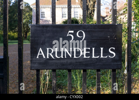 Numero 59 Arundells nella cattedrale vicino a Salisbury di proprietà dell ex primo ministro britannico Sir Edward Heath Foto Stock