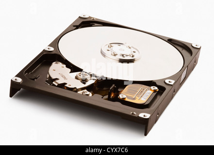 Close-up di un disco rigido del computer Foto Stock