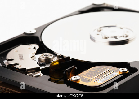Close-up di un disco rigido del computer Foto Stock