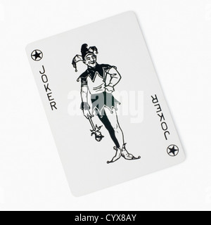 Joker su una carta da gioco Foto Stock