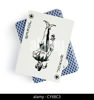 Joker su una carta da gioco Foto Stock