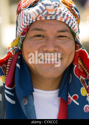 Uomo di Okinawa presso Mushaama Harvest Festival Hateruma Isola Yaeyamas, Okinawa, in Giappone Foto Stock
