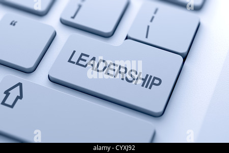 Pulsante di leadership sulla tastiera con soft focus Foto Stock