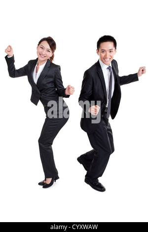 Happy office lavoratori dancing Foto Stock