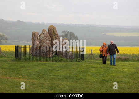 Whispering Knights sepoltura camera, parte dell'Rollright Stones, vicino a Chipping Norton, Oxfordshire, Regno Unito. Foto Stock