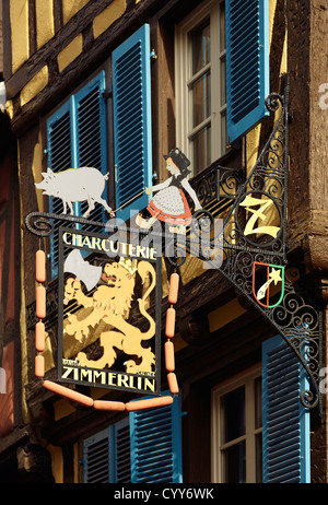 Charcuterie segno, Colmar, Alsazia, Francia Foto Stock